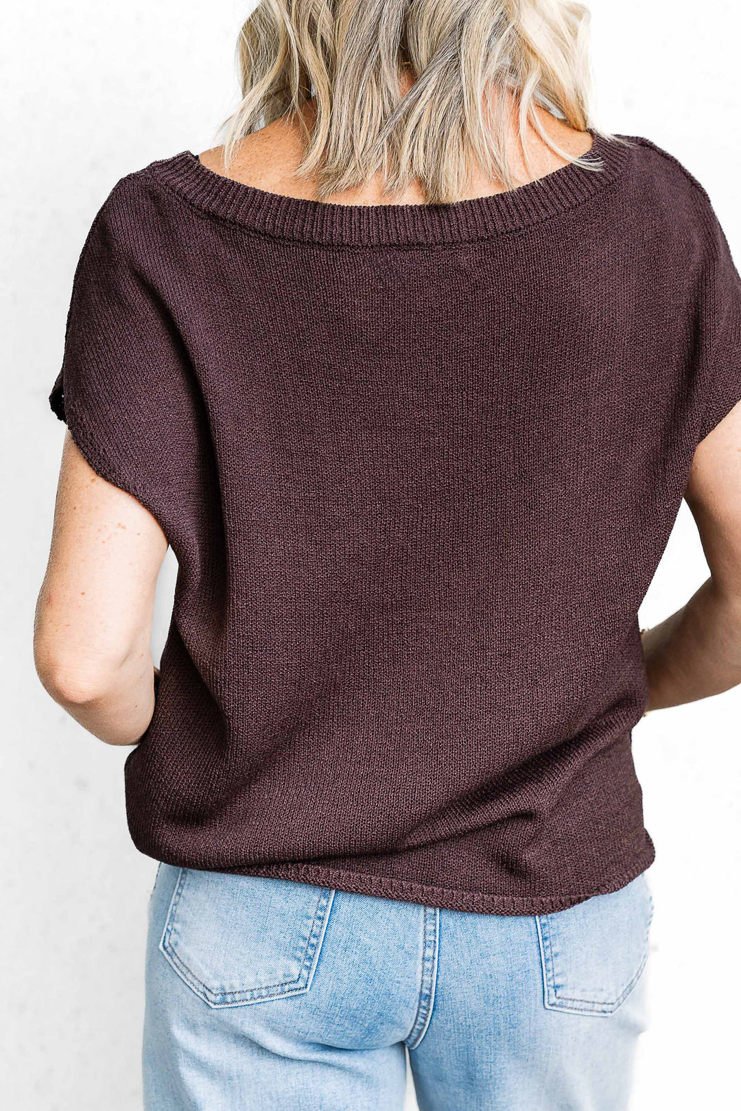 Henley Knit Tee - Espresso - Mabel and Woods