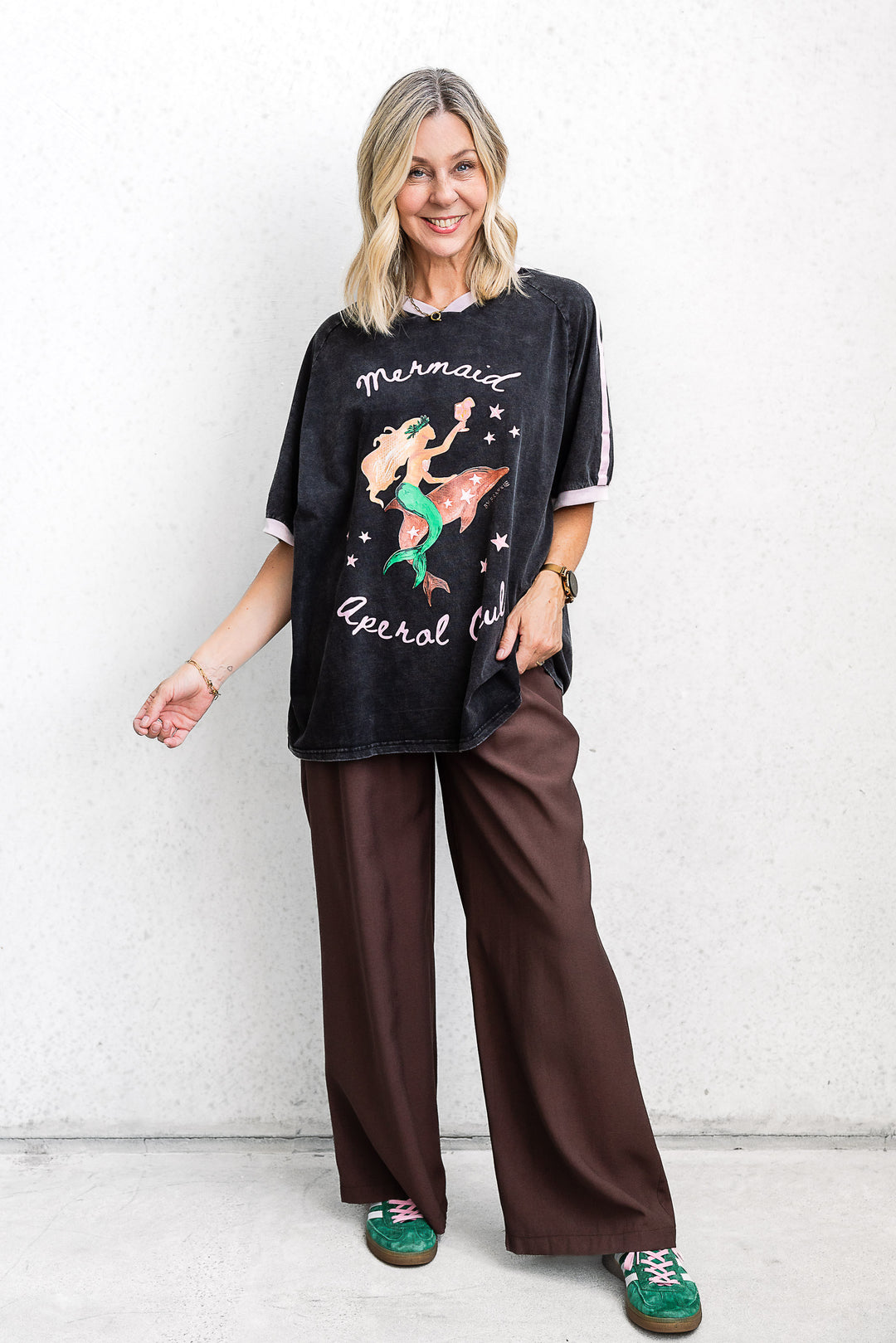 Mermaid Aperol Club Tee - Washed Black - Mabel and Woods