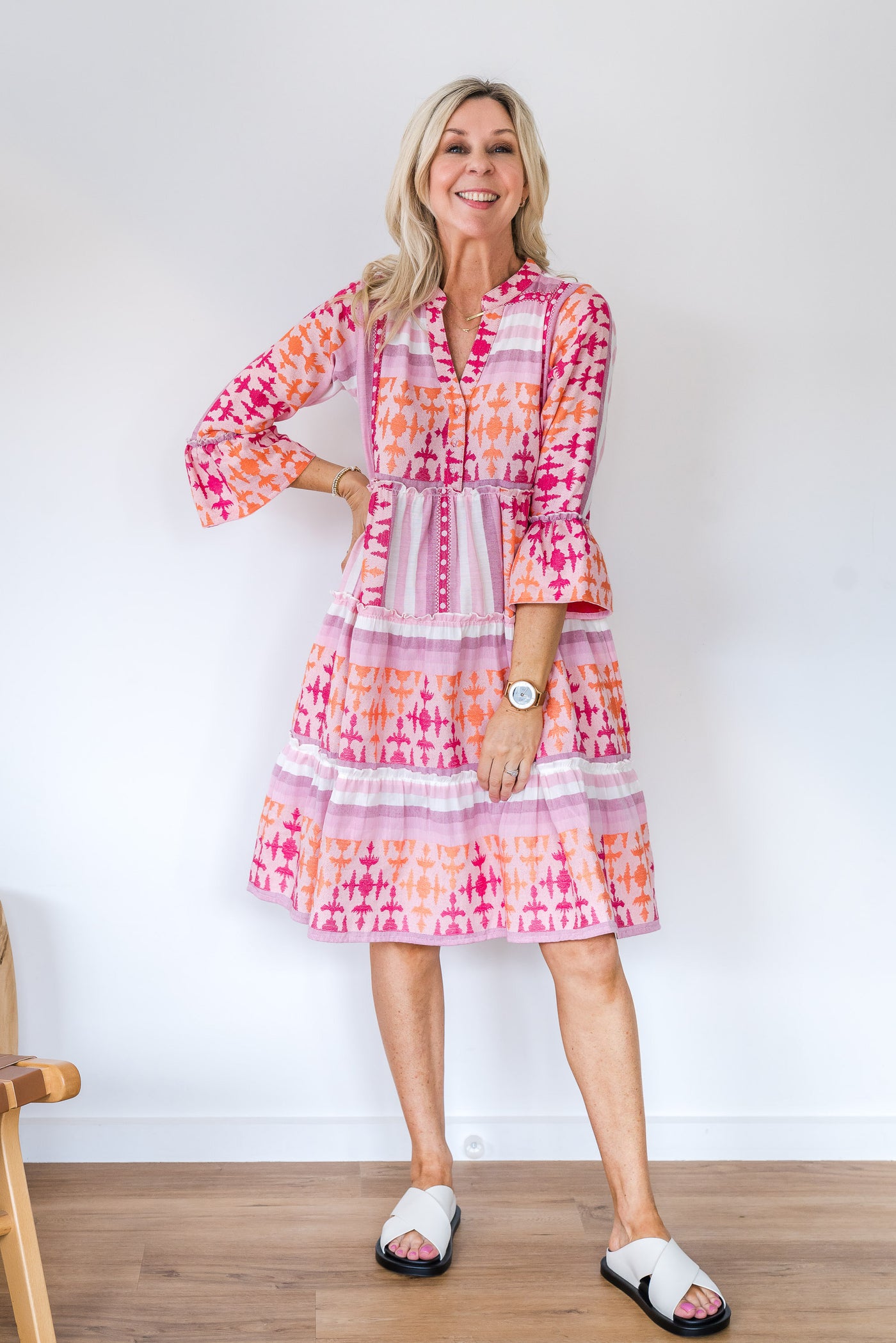Luxe Jacquard Dress - Pink