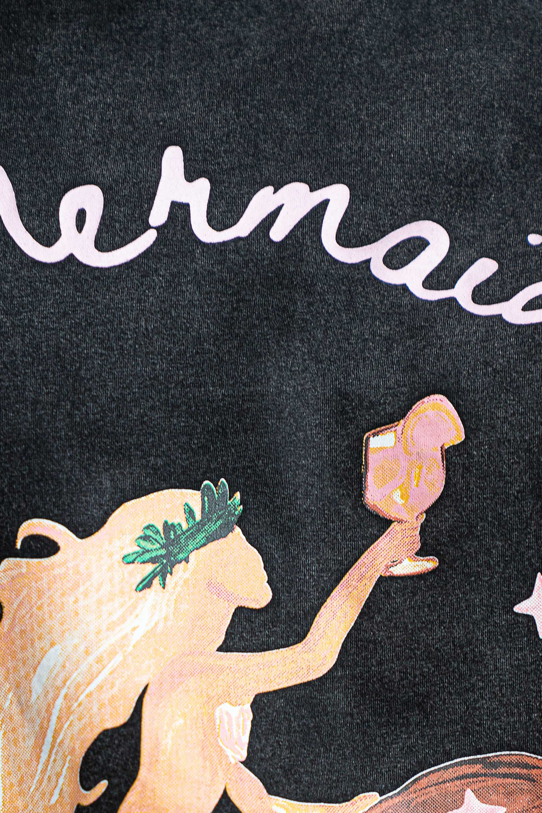 Mermaid Aperol Club Tee - Washed Black - Mabel and Woods