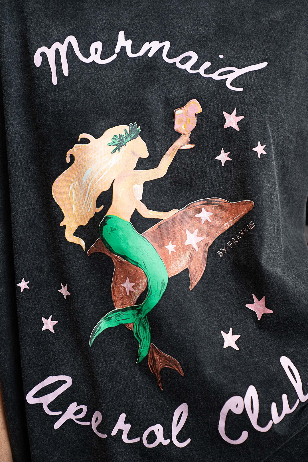 Mermaid Aperol Club Tee - Washed Black - Mabel and Woods