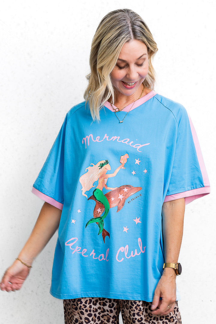 Mermaid Aperol Club Tee - Blue - Mabel and Woods
