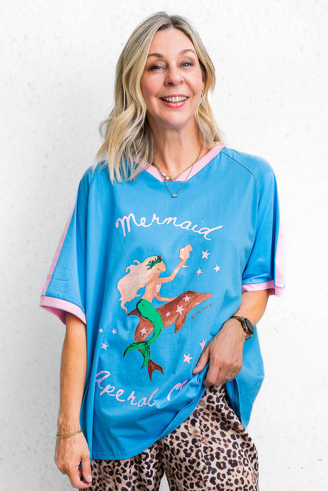 Mermaid Aperol Club Tee - Blue - Mabel and Woods