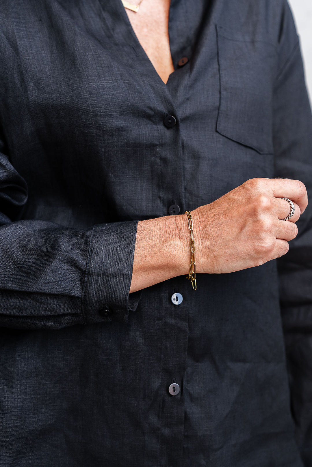 Boyfriend Linen Shirt - Black - Mabel and Woods