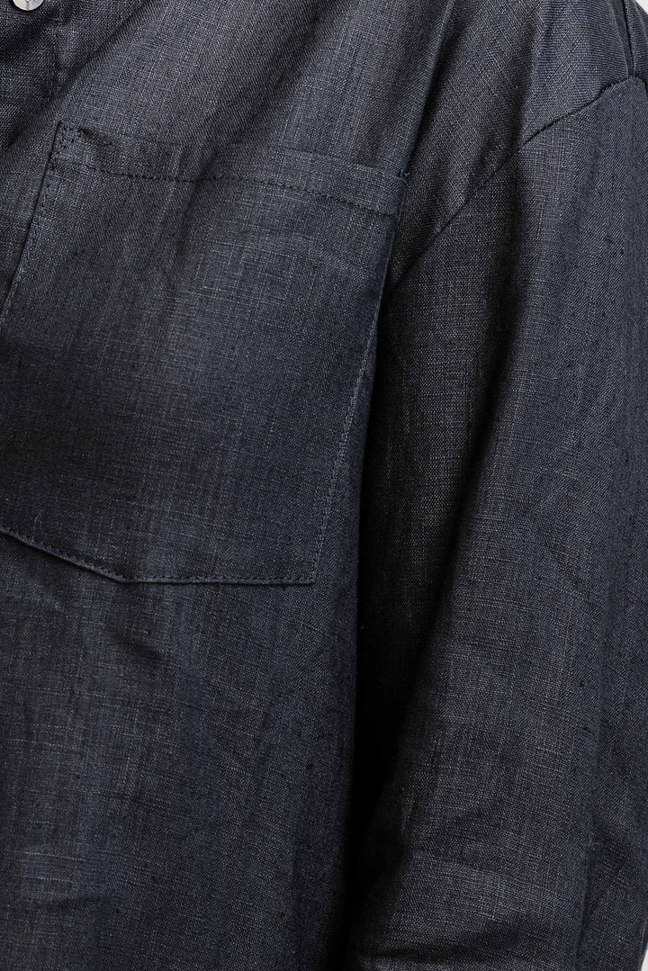 Boyfriend Linen Shirt - Black - Mabel and Woods