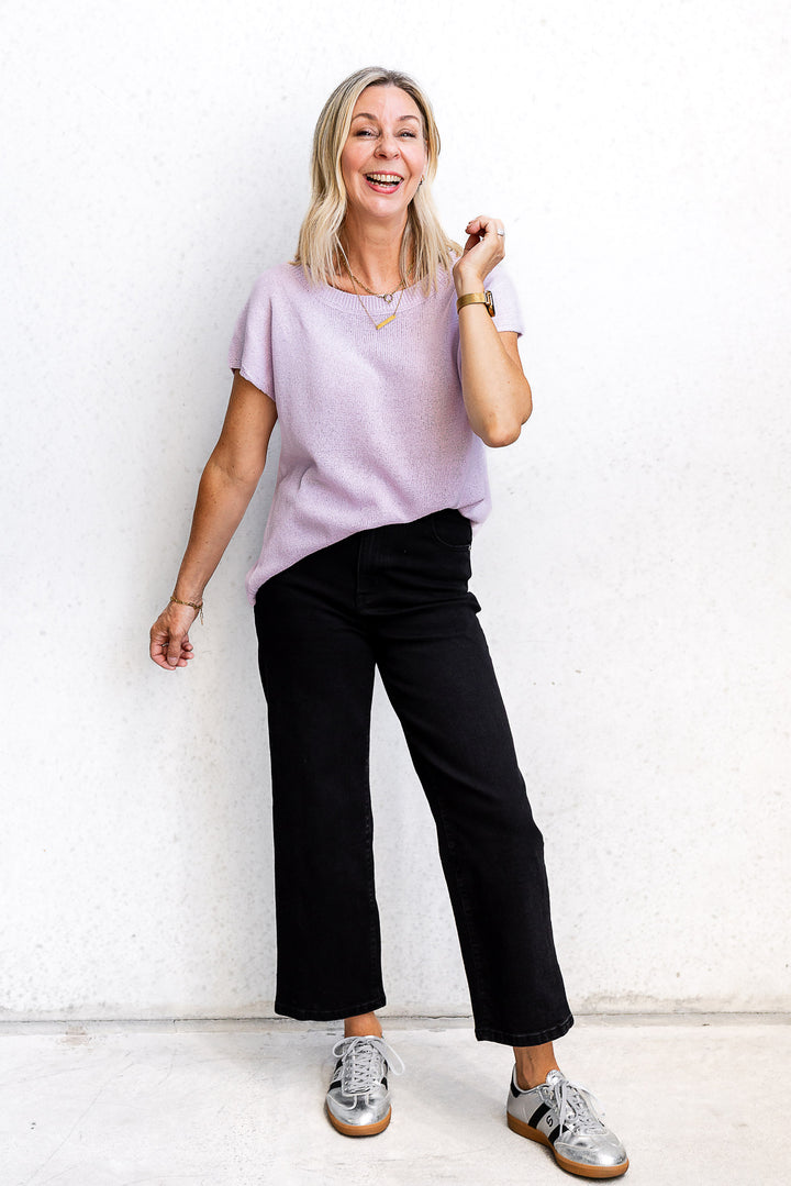 Henley Knit Tee - Lilac - Mabel and Woods