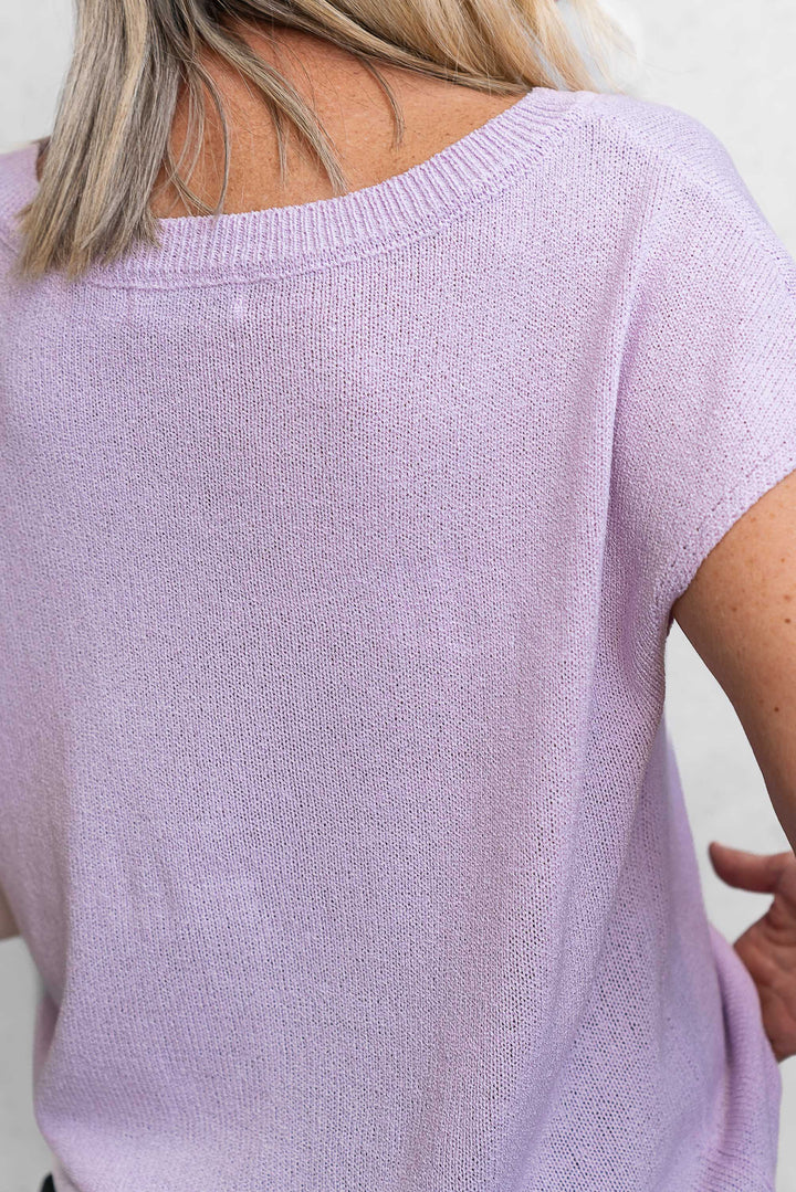 Henley Knit Tee - Lilac - Mabel and Woods