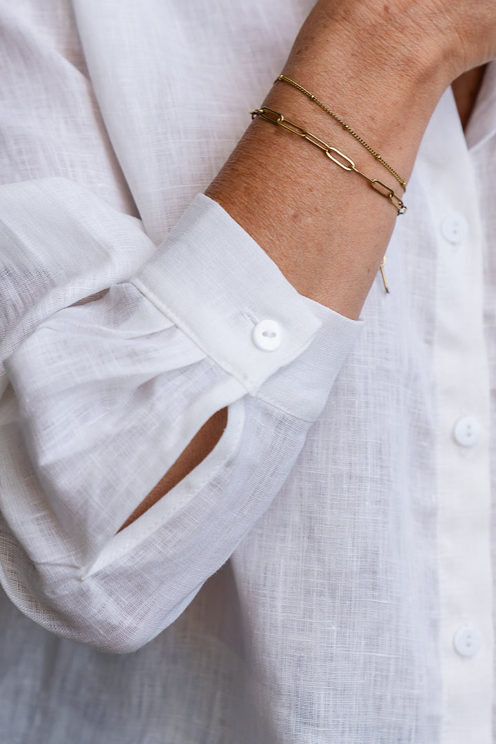 Boyfriend Linen Shirt - White - Mabel and Woods