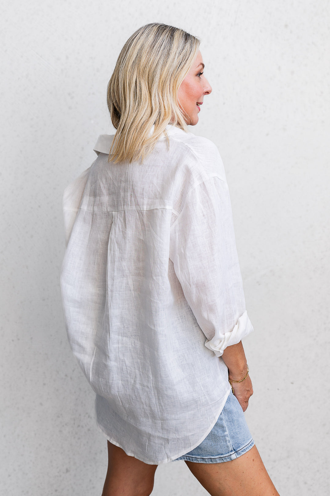 Boyfriend Linen Shirt - White - Mabel and Woods
