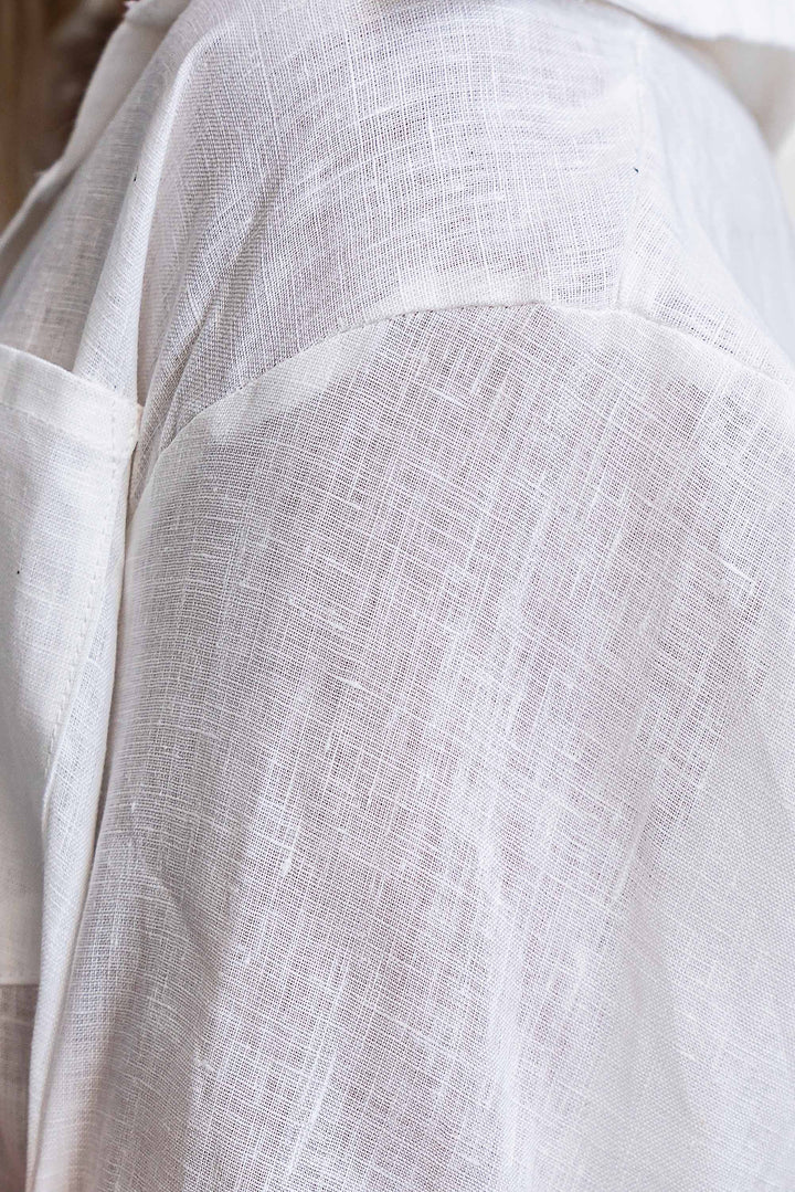 Boyfriend Linen Shirt - White - Mabel and Woods