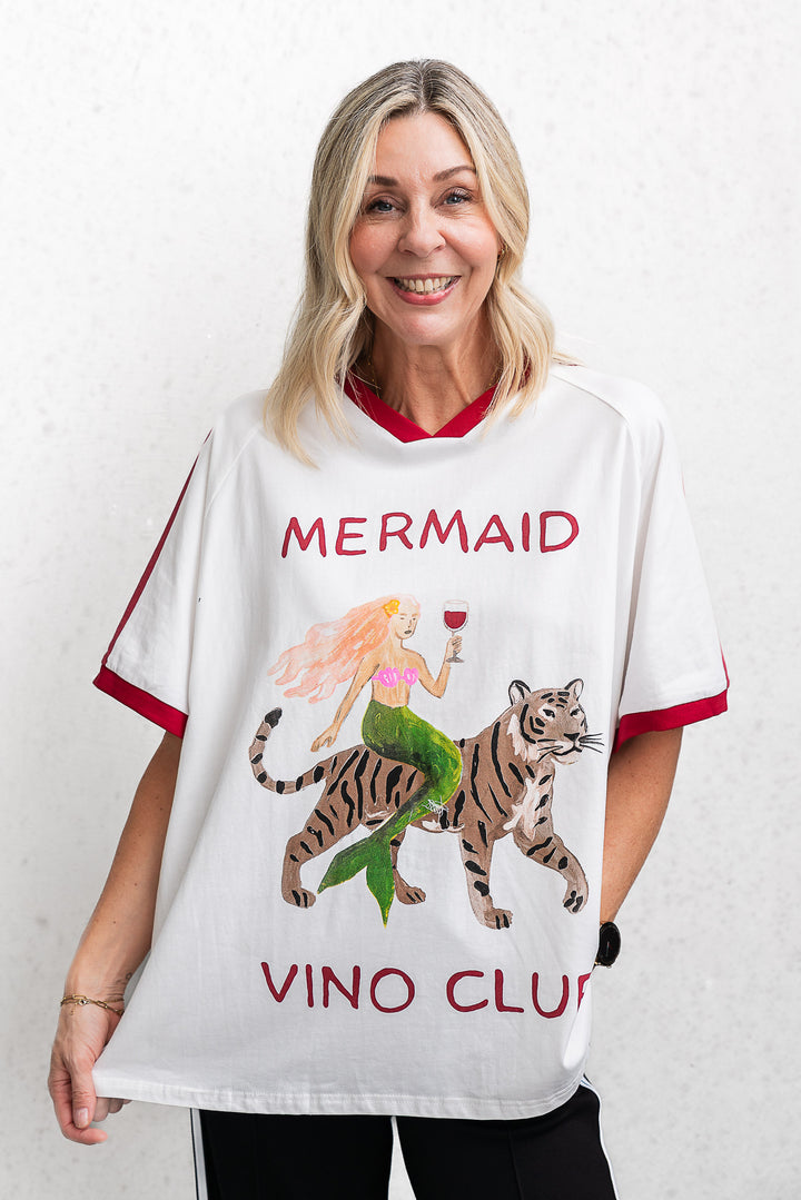 Mermaid Vino Club Tee - White - Mabel and Woods