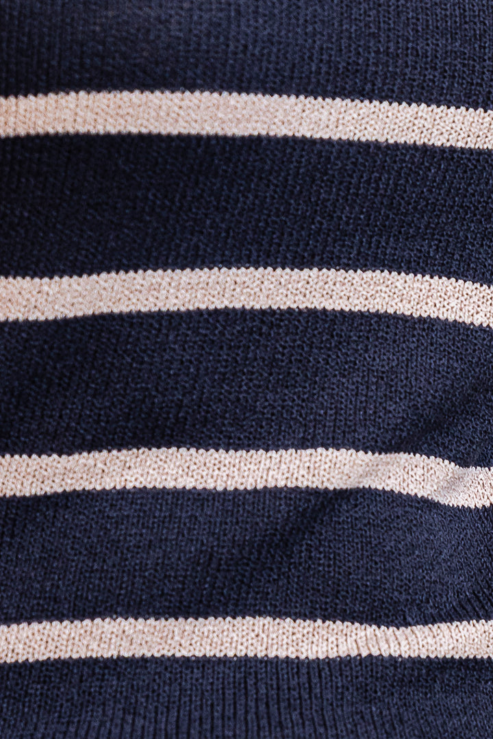 Stripe Knit Tank - Navy/Beige - Mabel and Woods