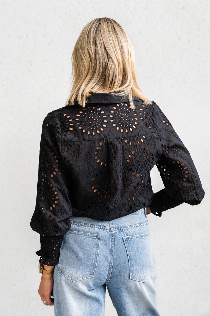 Broderie Lace Shirt - Black