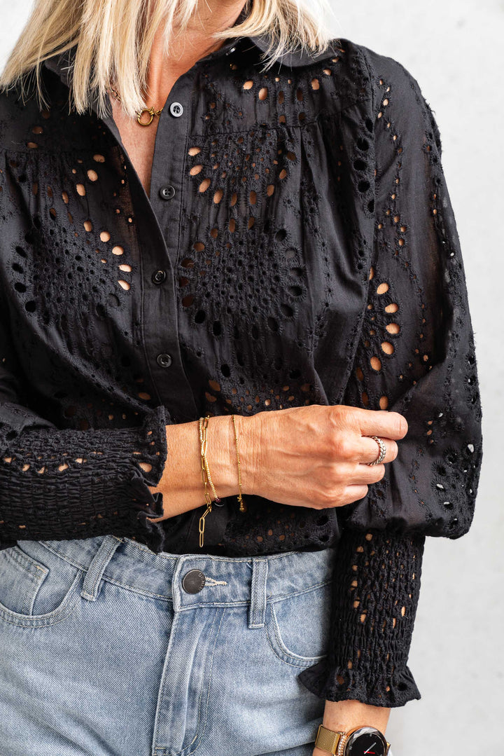 Broderie Lace Shirt - Black