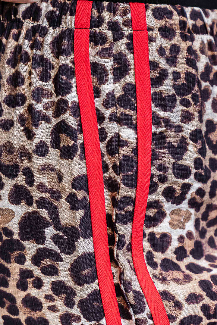 Leopard Side Stripe Pants - Red - Mabel and Woods
