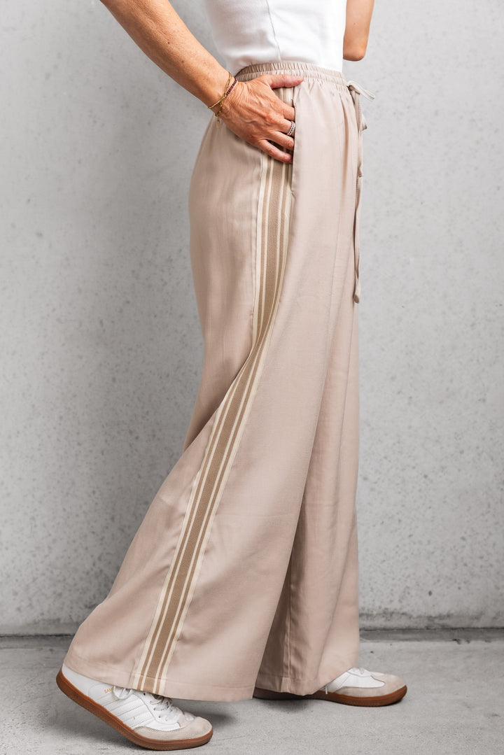 Luna Side Stripe Pants - Beige