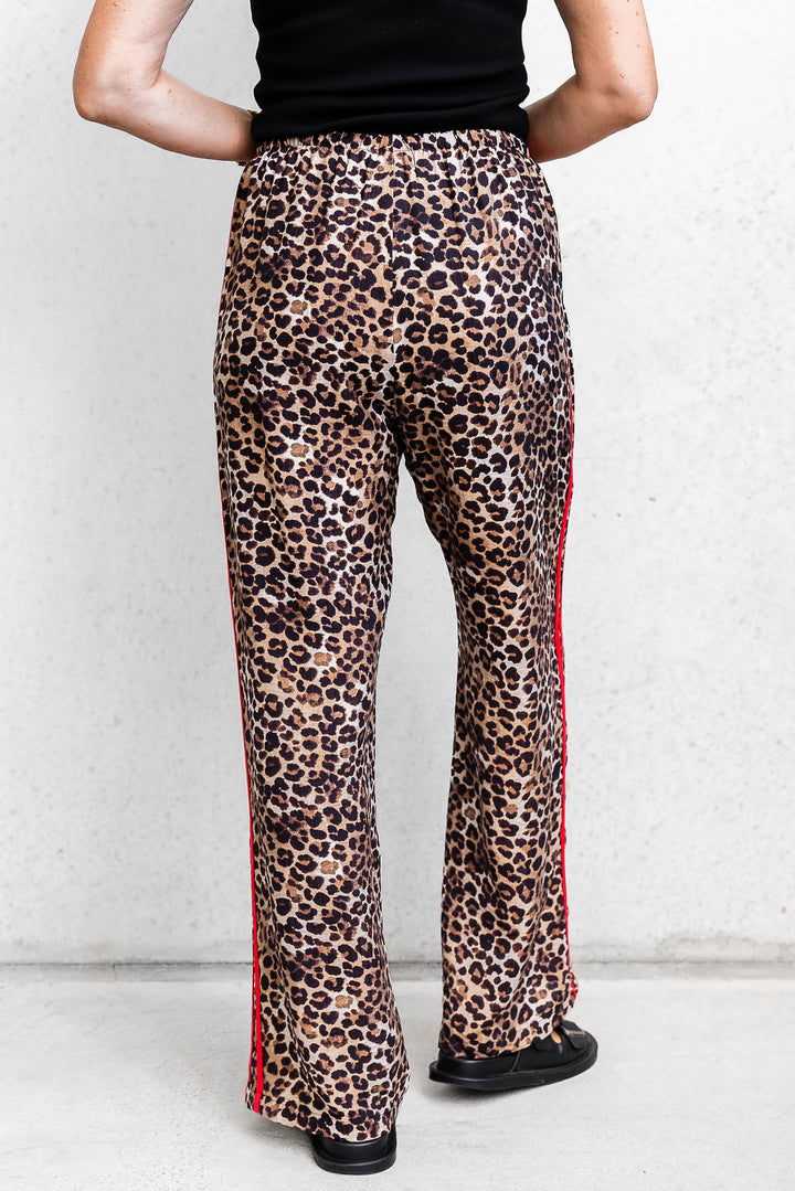Leopard Side Stripe Pants - Red - Mabel and Woods