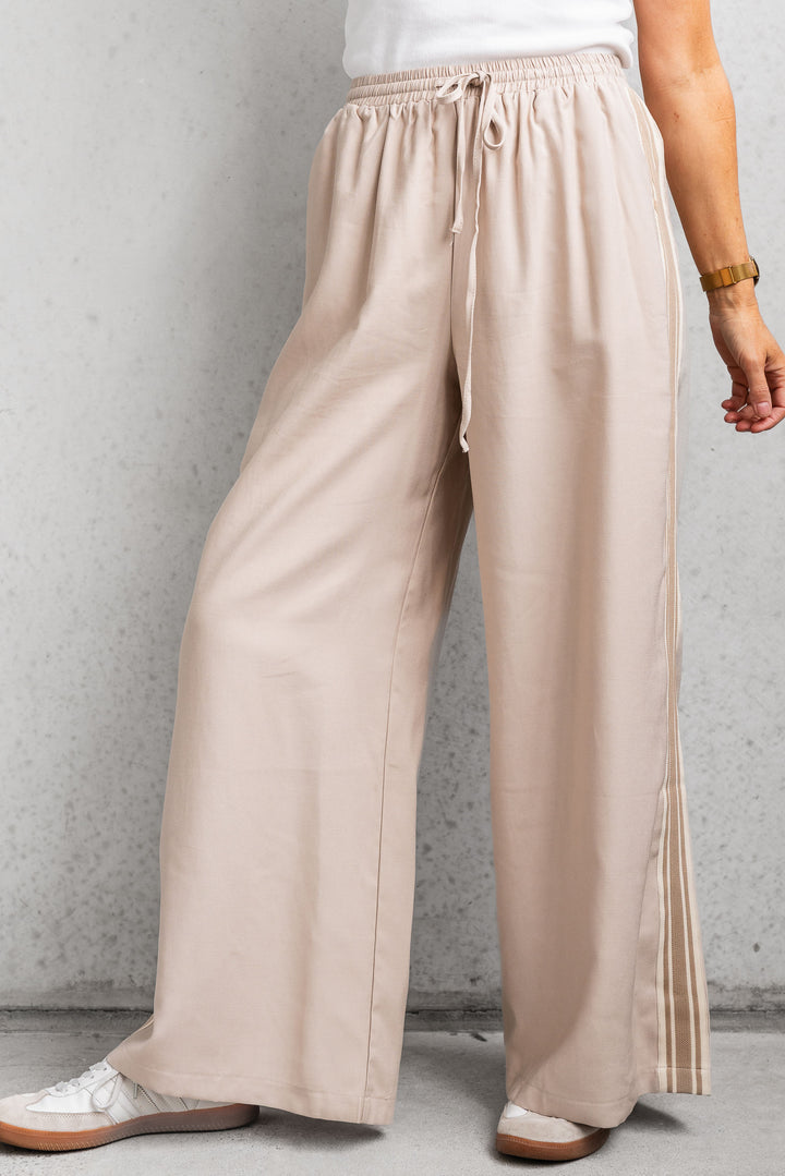 Luna Side Stripe Pants - Beige