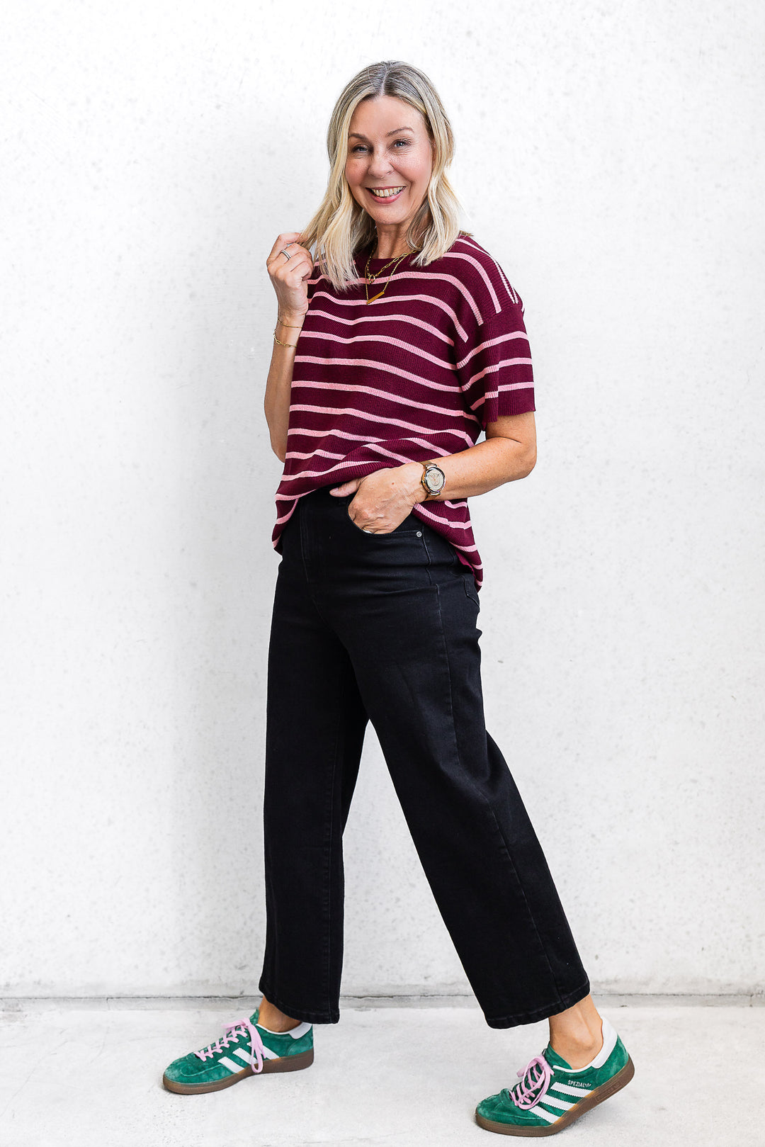 Lynx Knit Top - Burgandy - Mabel and Woods