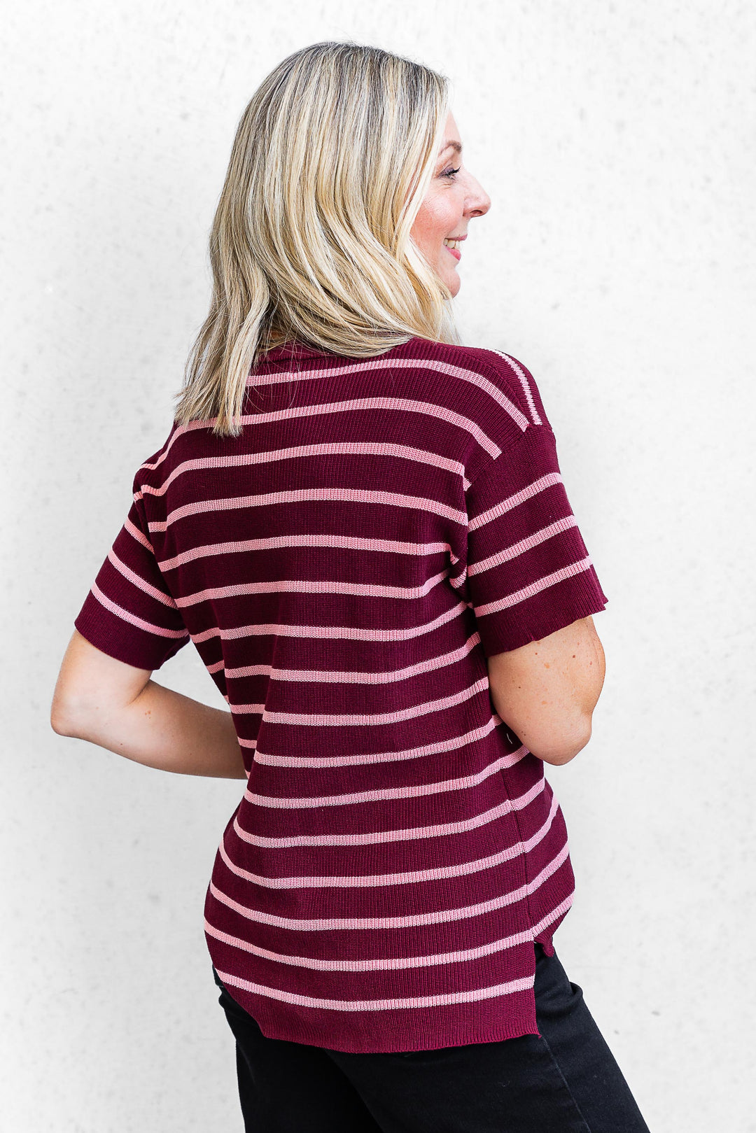 Lynx Knit Top - Burgandy - Mabel and Woods
