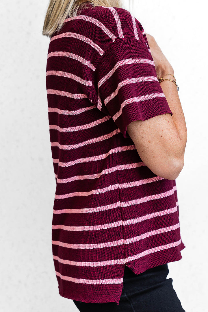 Lynx Knit Top - Burgandy - Mabel and Woods