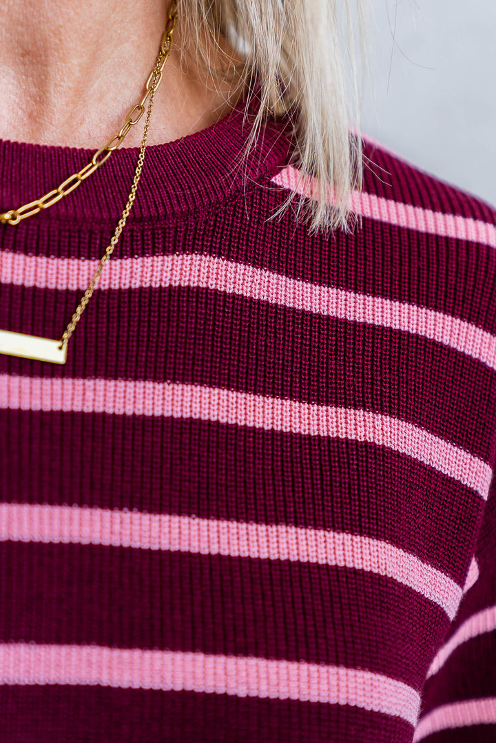 Lynx Knit Top - Burgandy - Mabel and Woods