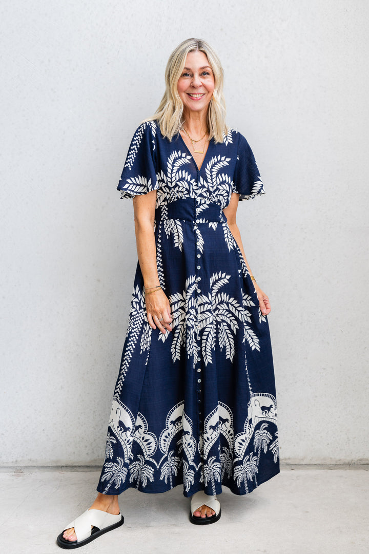 Haven Maxi Dress - Navy/Cream