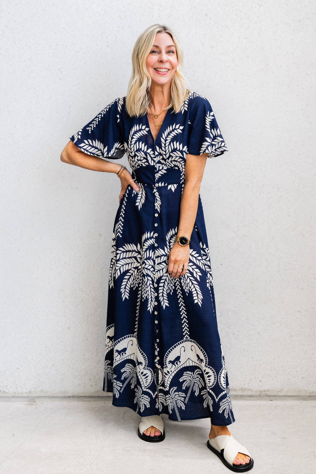 Haven Maxi Dress - Navy/Cream