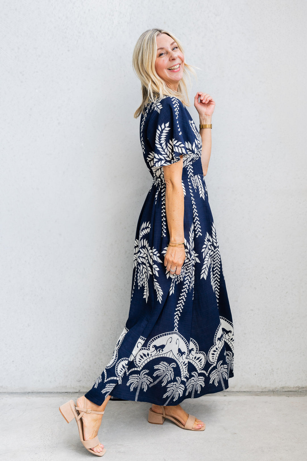 Haven Maxi Dress - Navy/Cream