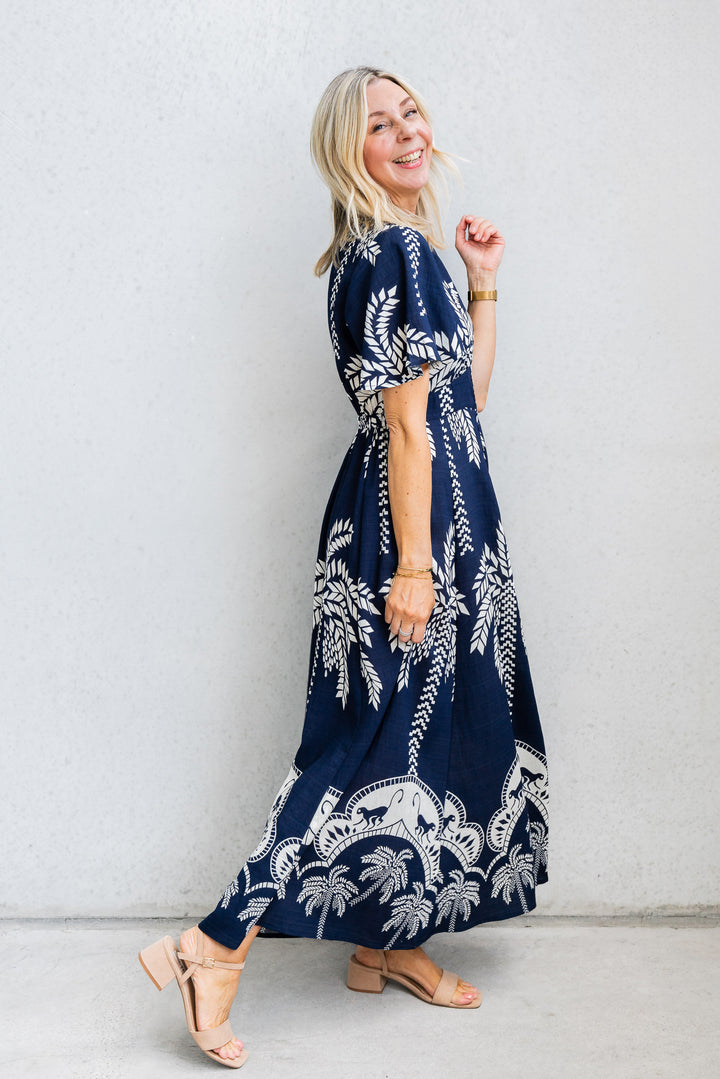 Haven Maxi Dress - Navy/Cream