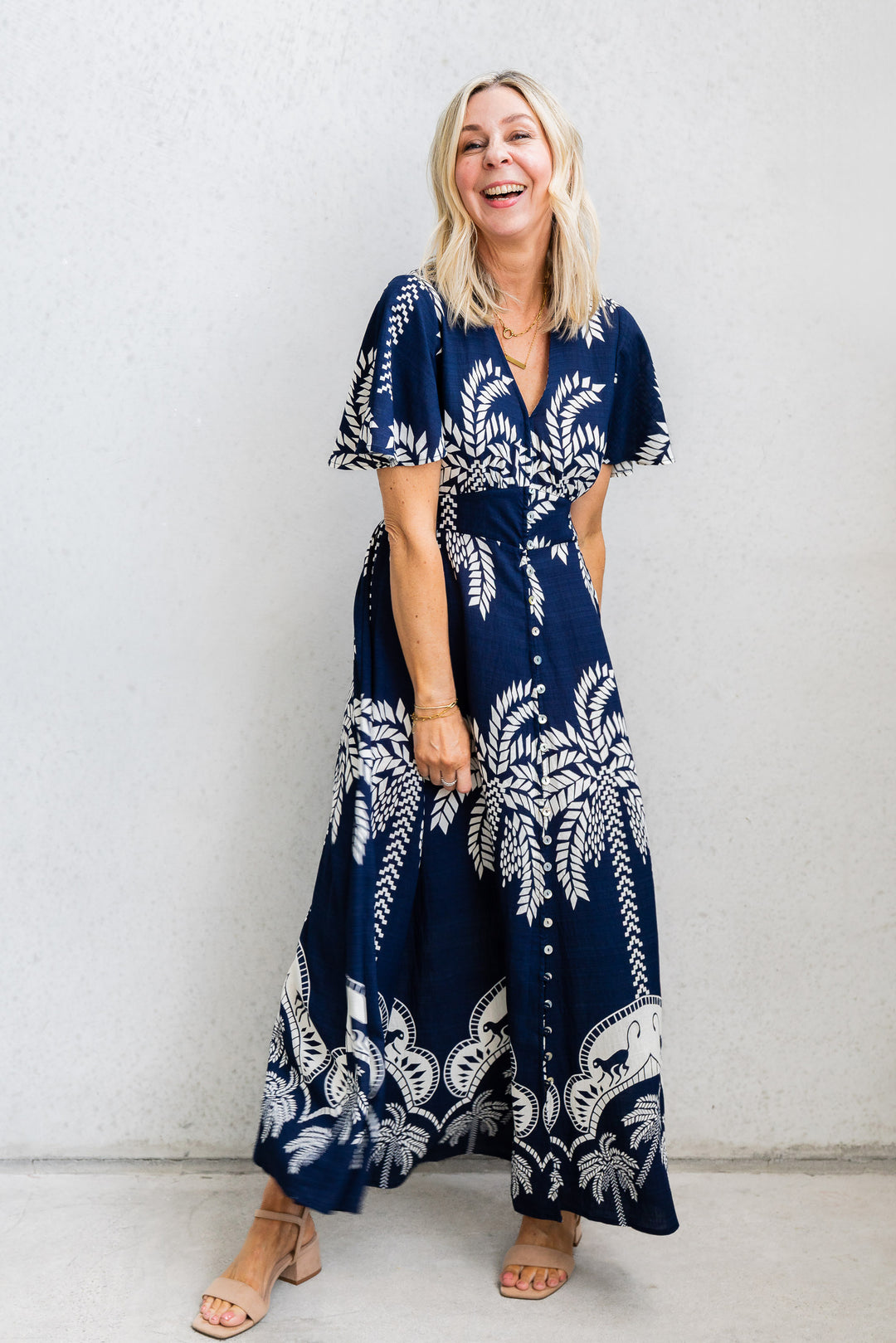 Haven Maxi Dress - Navy/Cream