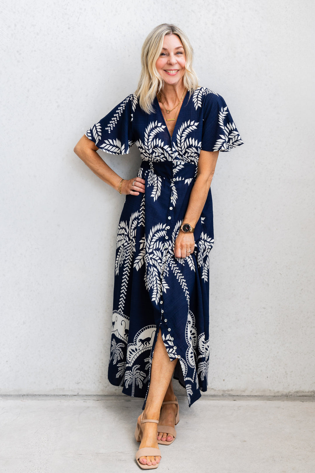 Haven Maxi Dress - Navy/Cream