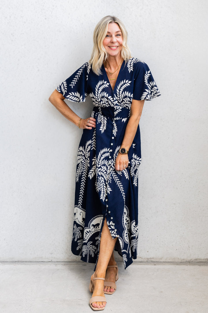 Haven Maxi Dress - Navy/Cream