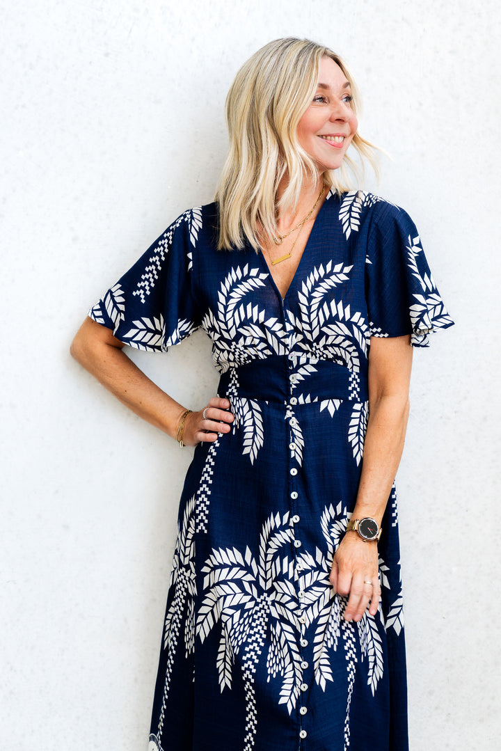 Haven Maxi Dress - Navy/Cream