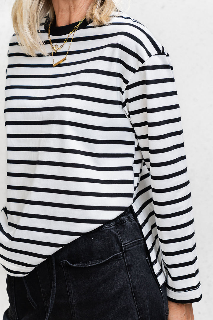 Chapman Stripe Top - White/Black - Mabel and Woods