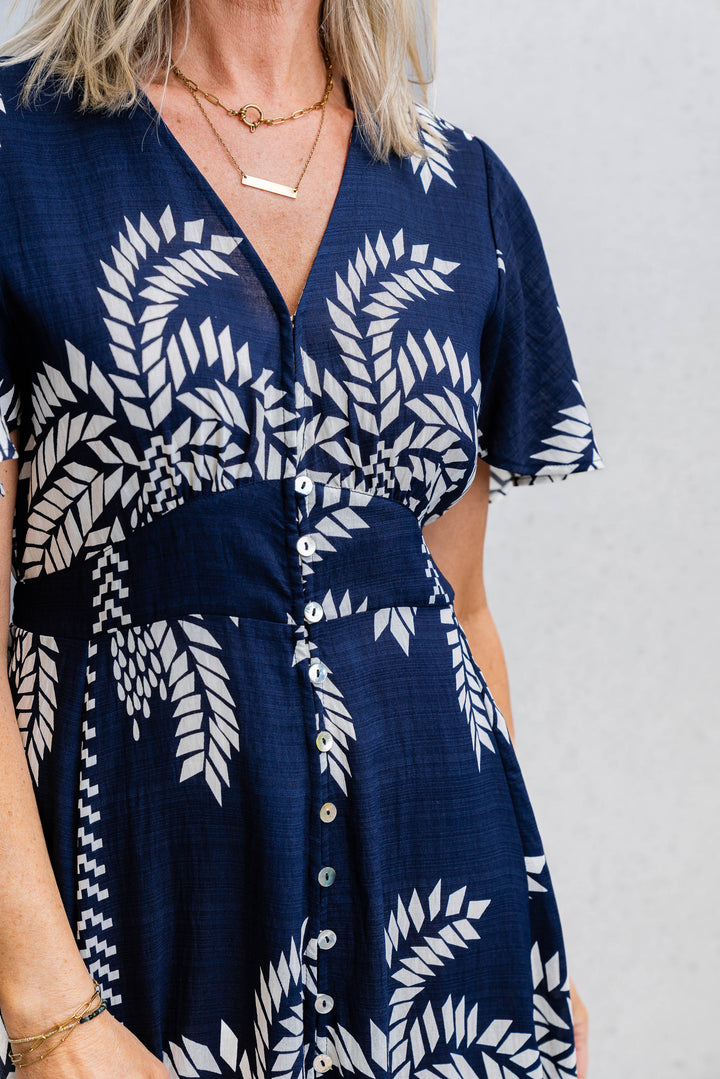 Haven Maxi Dress - Navy/Cream