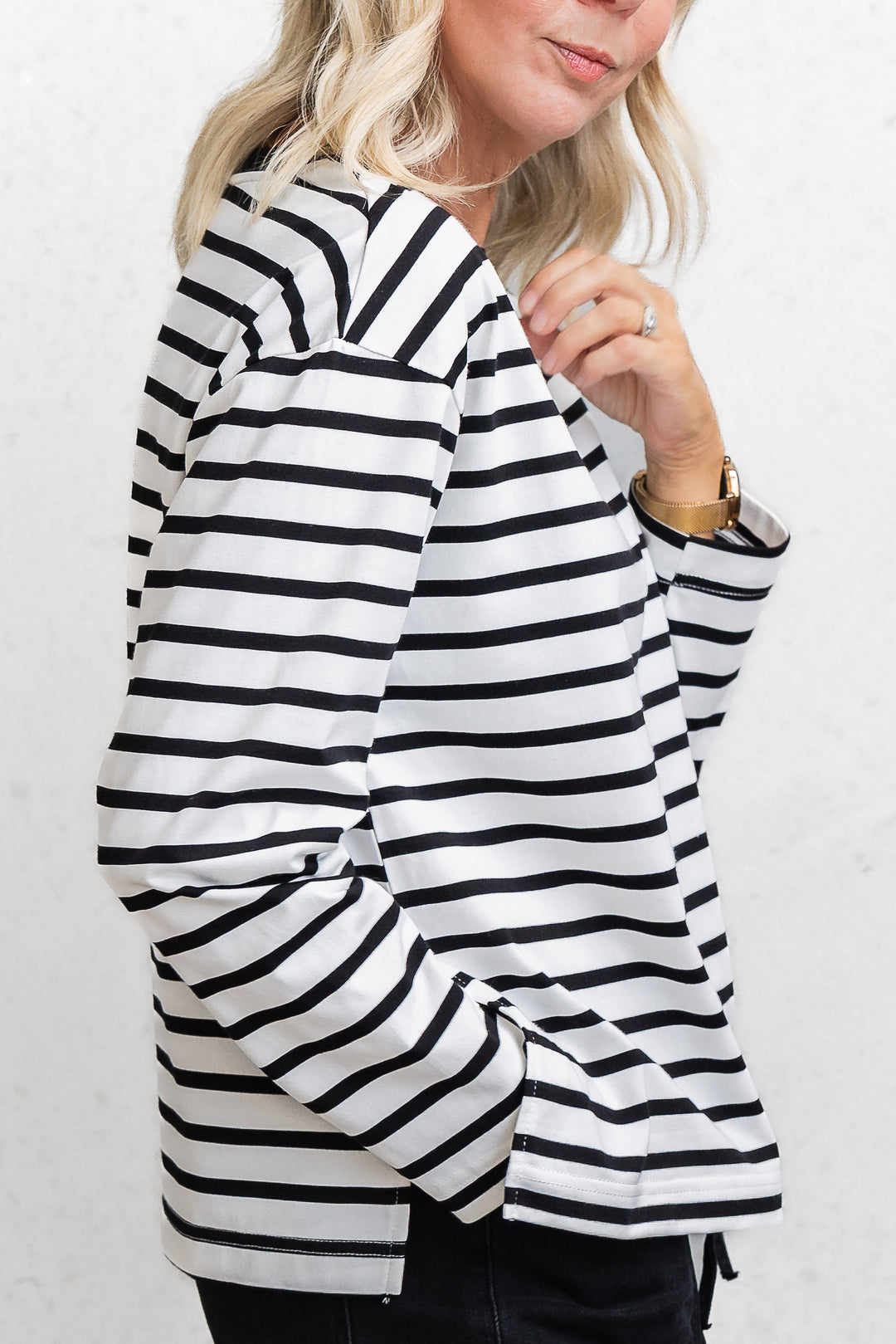Chapman Stripe Top - White/Black - Mabel and Woods