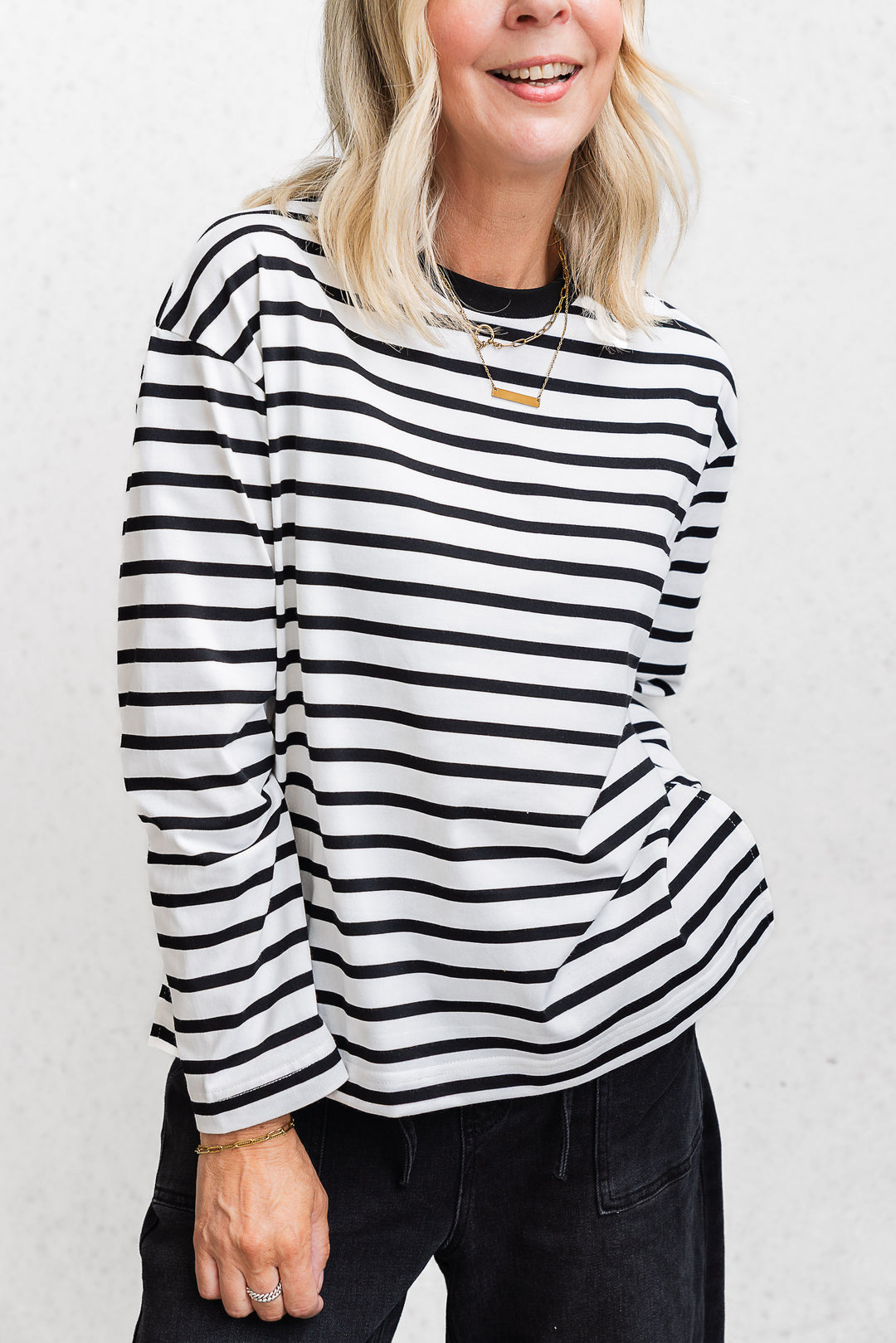 Chapman Stripe Top - White/Black - Mabel and Woods