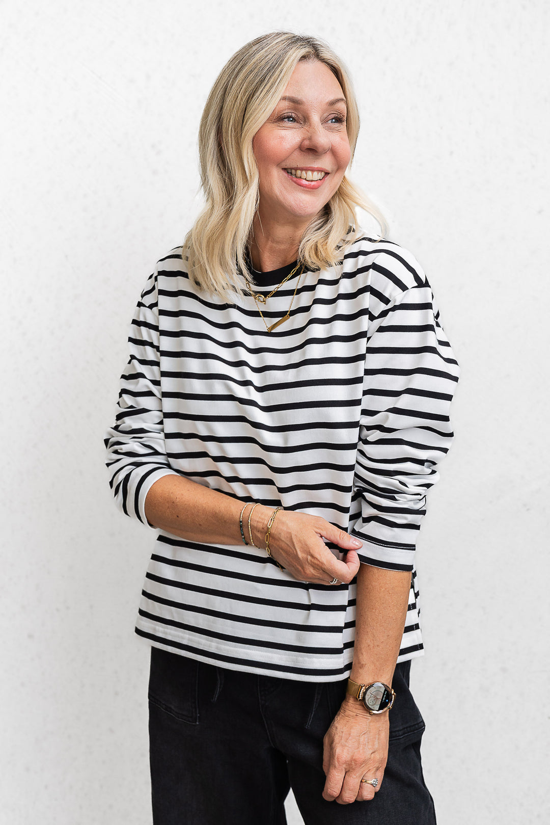 Chapman Stripe Top - White/Black - Mabel and Woods