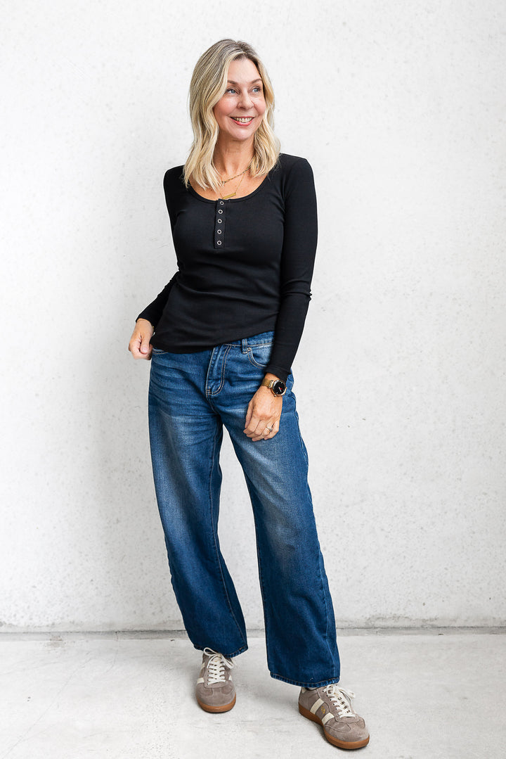 Snap Front Top - Black - Mabel and Woods