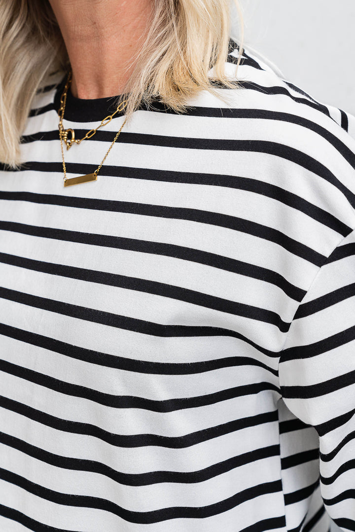 Chapman Stripe Top - White/Black - Mabel and Woods