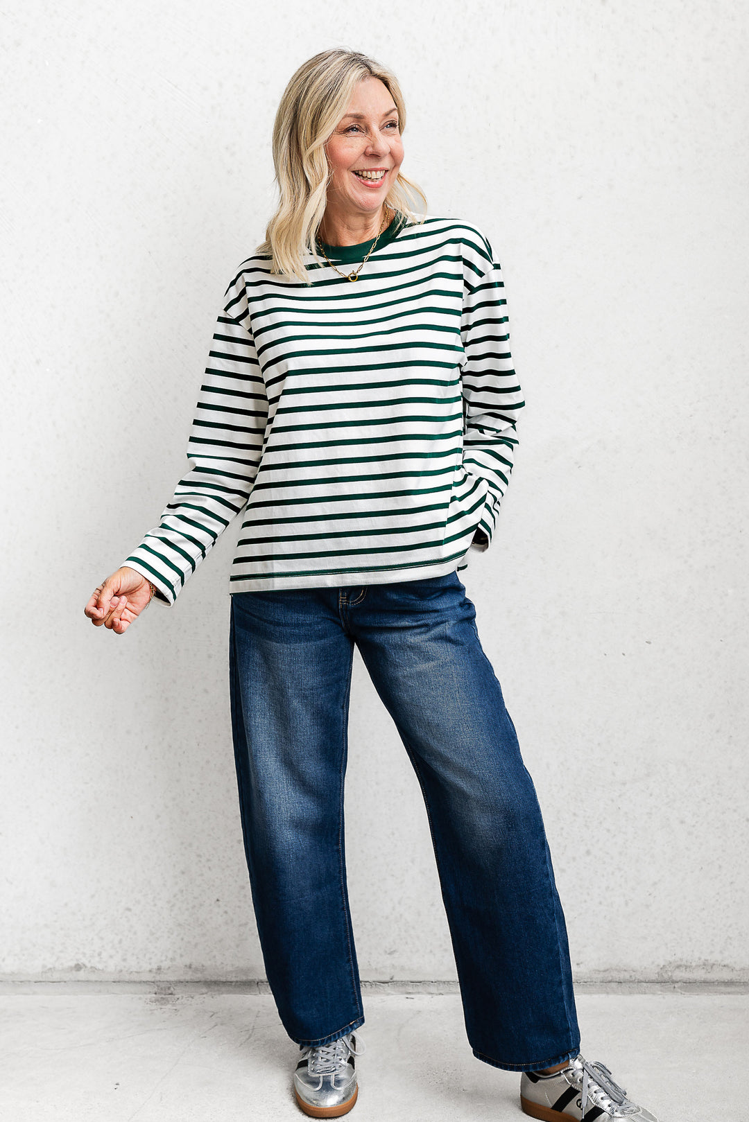 Chapman Stripe Top - White/Green - Mabel and Woods