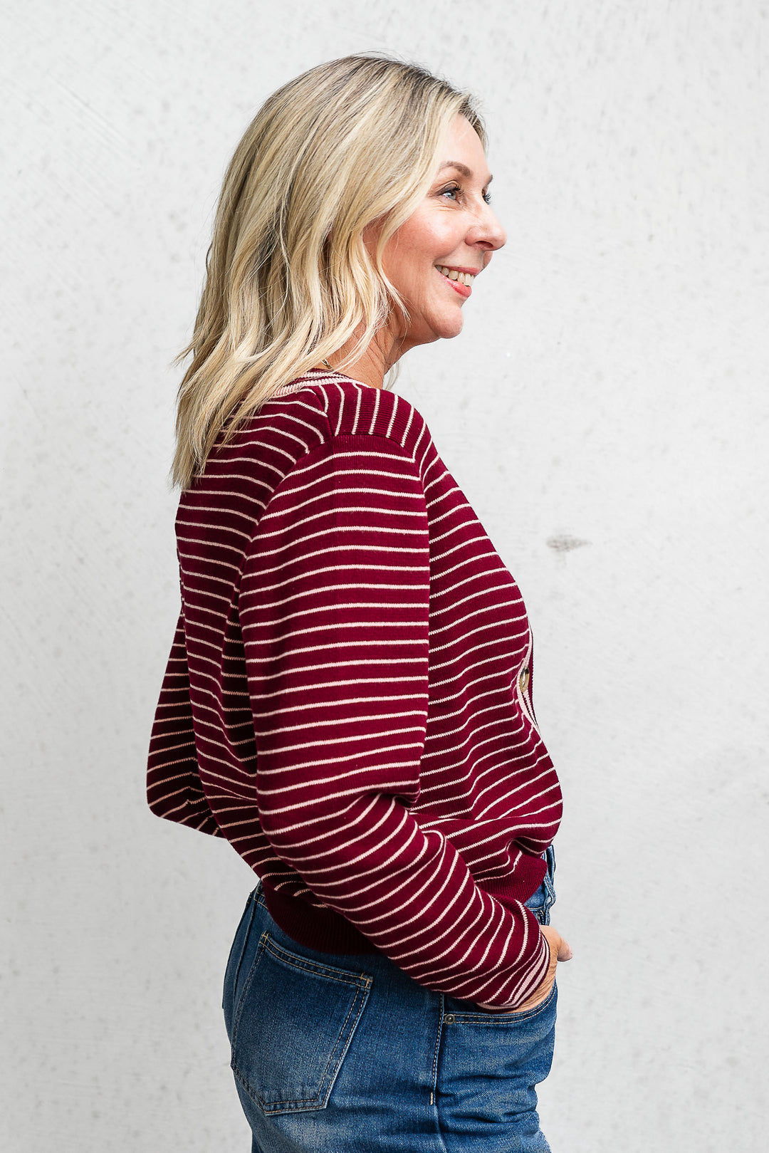 Merlot Stripe Cardi - Mabel and Woods