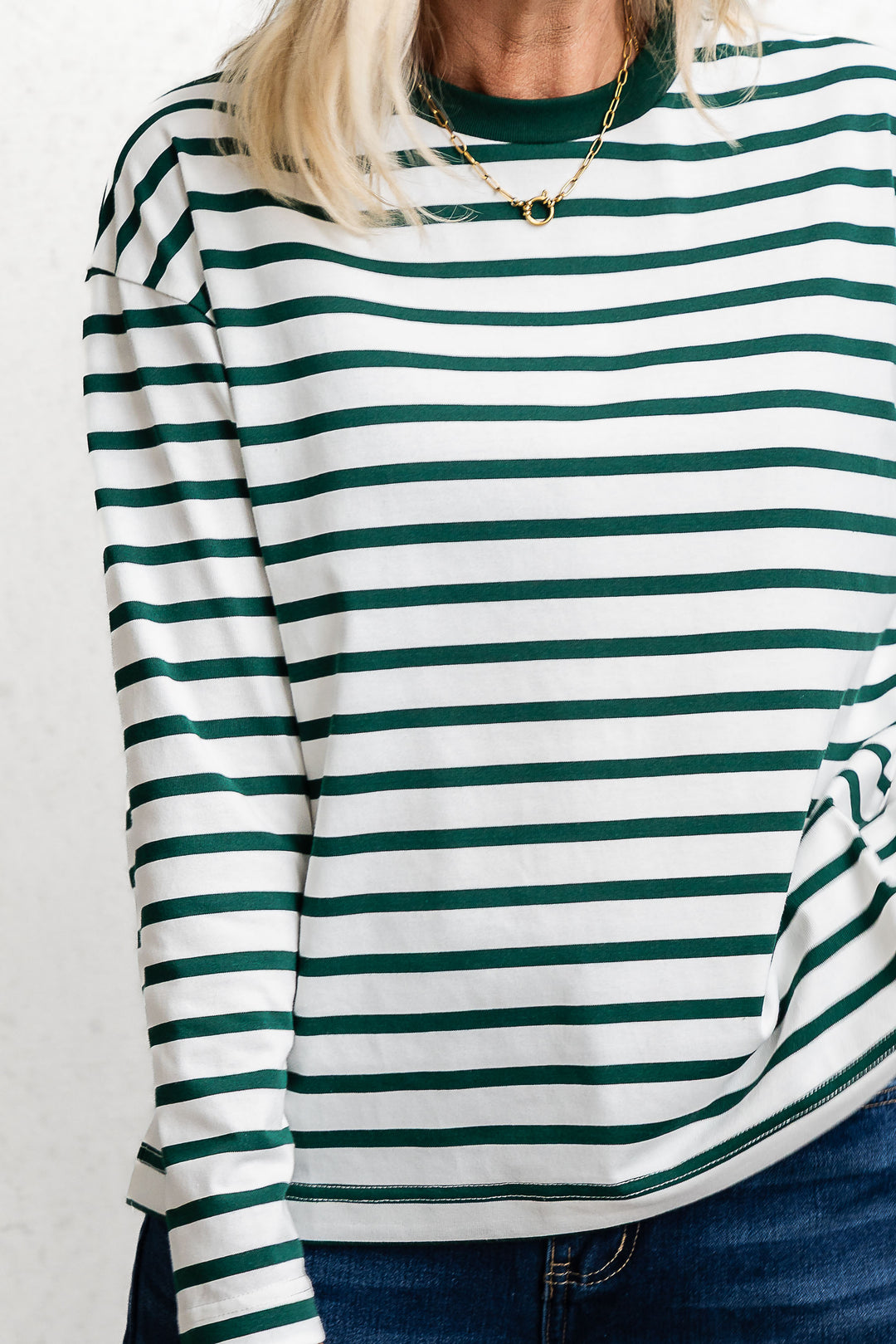 Chapman Stripe Top - White/Green - Mabel and Woods