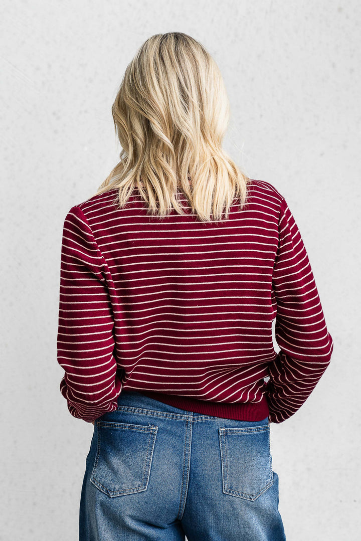 Merlot Stripe Cardi - Mabel and Woods