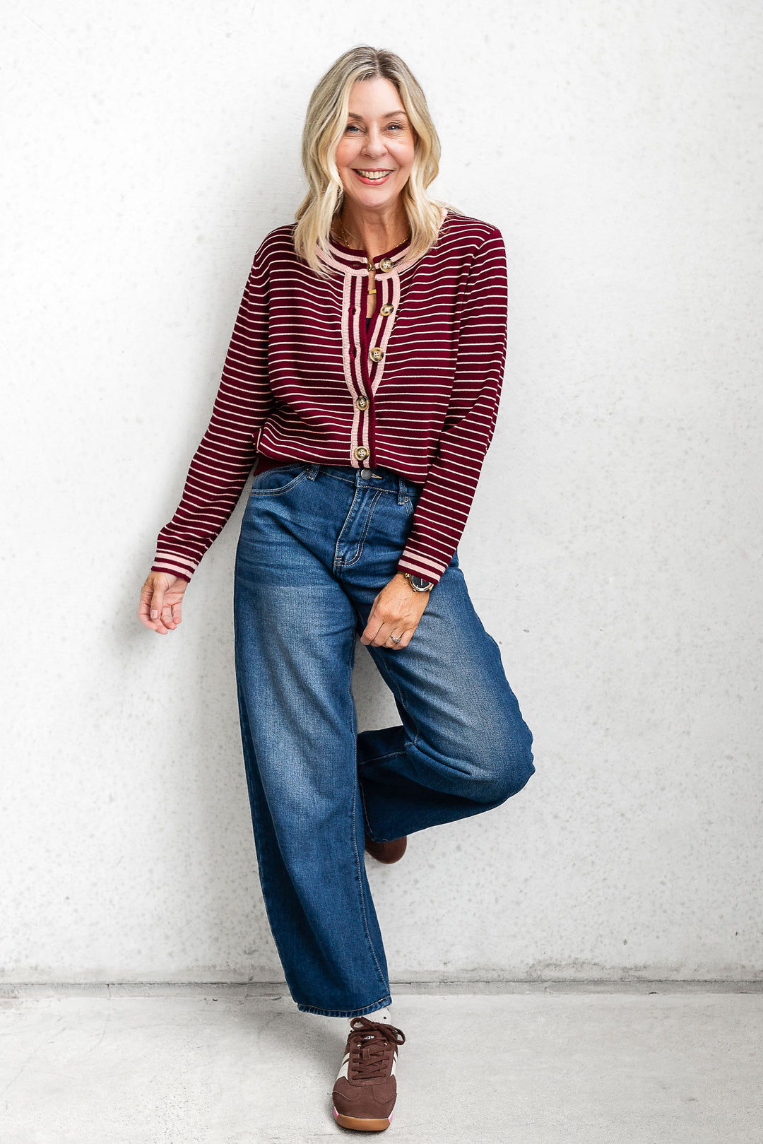 Merlot Stripe Cardi - Mabel and Woods