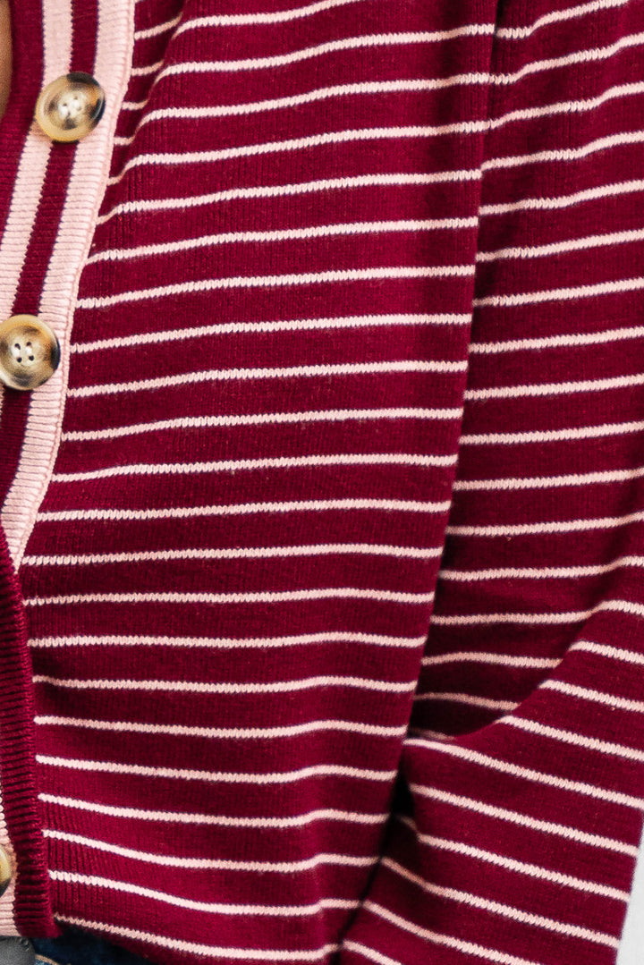 Merlot Stripe Cardi - Mabel and Woods