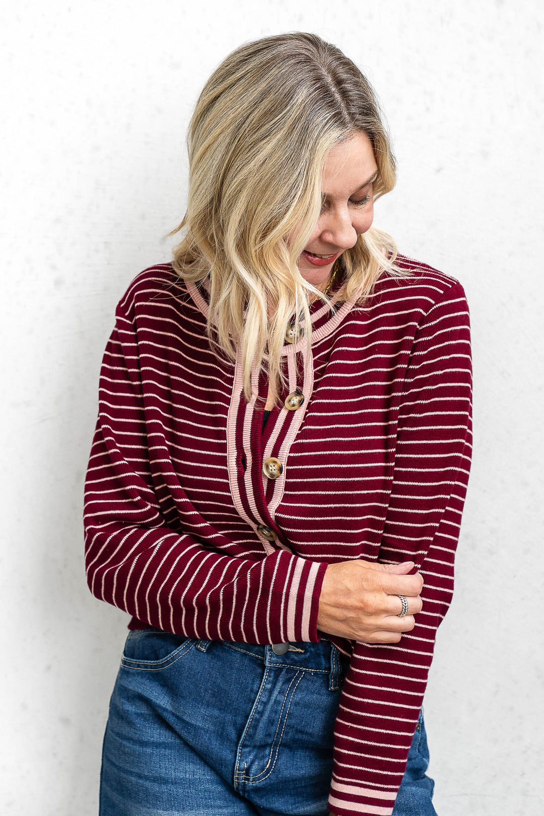 Merlot Stripe Cardi - Mabel and Woods