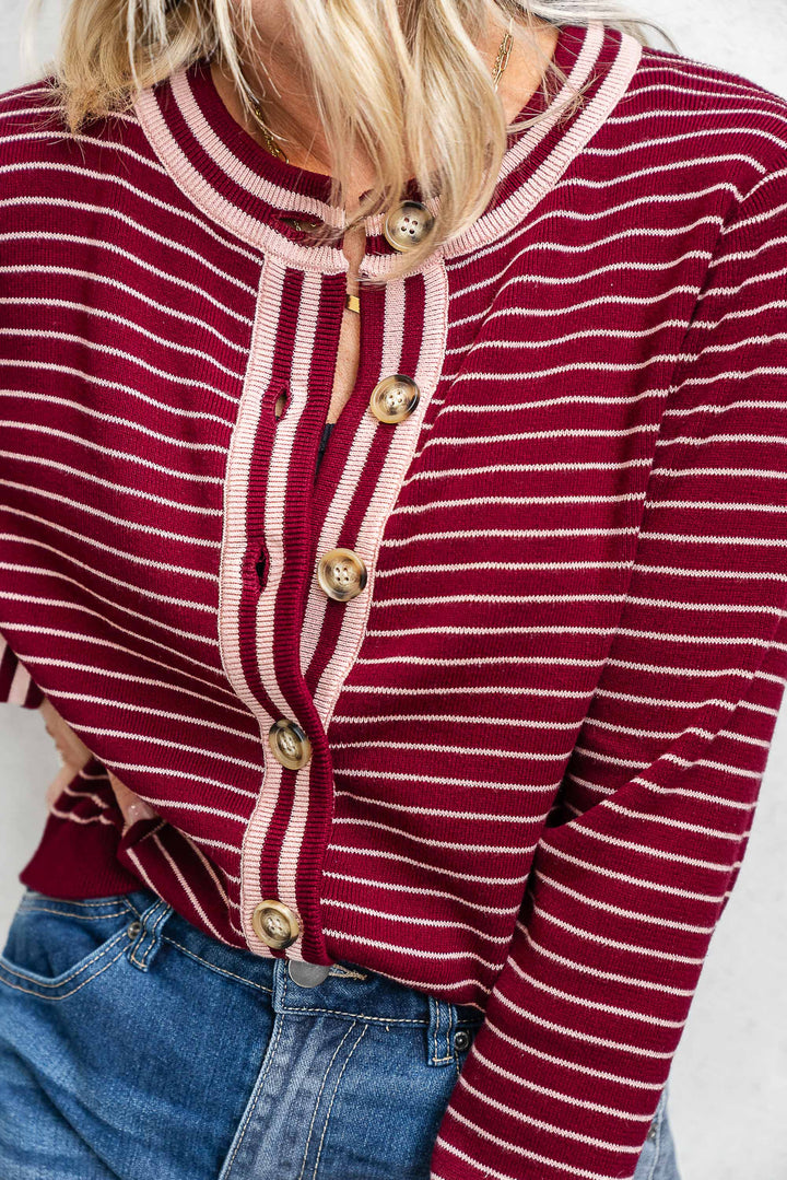 Merlot Stripe Cardi - Mabel and Woods