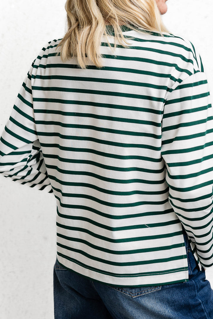 Chapman Stripe Top - White/Green - Mabel and Woods